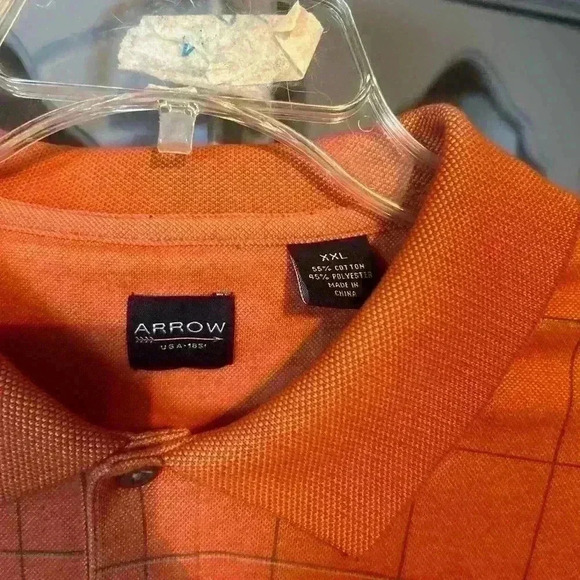 Arrow Orange & Brown Windowpane Plaid Short Sleeve Shirt- Size XXL - Picture 14 of 16
